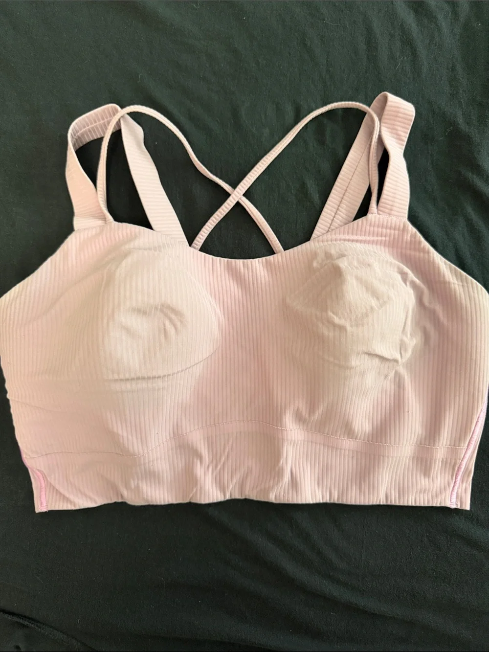 lululemon athletica Light Pink Ribbed Longline Sports Bra